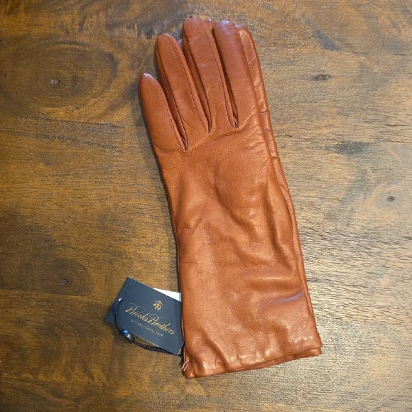 Brooks Brothers Brown Leather Gloves Size 7.5 - Picture 3 of 9